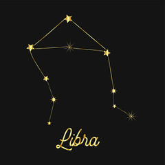 Zodiac sign in the form of a golden constellation in the sky. Stars and lines