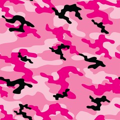 The pink camouflage seamless pattern. Camo Military. Modern print. Vector