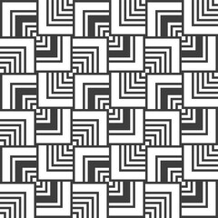 Abstract lines mosaic pattern. Modern stylish texture. Repeating geometric tiles with striped elements. Monochrome trellis. Vector background.