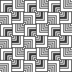 Abstract lines mosaic pattern. Modern stylish texture. Repeating geometric tiles with striped elements. Monochrome trellis. Vector background.