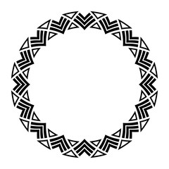 Fototapeta na wymiar Abstract round meander, circular geometric ornament, frame. Decorative pattern isolated on white background. Place for text. Vector monochrome illustration for invitations, greeting cards.