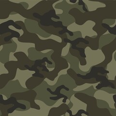 Fototapeta premium Camouflage military green seamless vector pattern for clothing, fabric prints. modern.