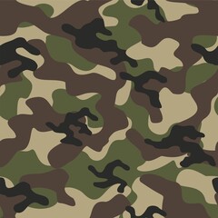Fototapeta premium Camouflage green military seamless vector pattern for clothing, fabric prints. modern.