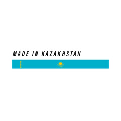 Made in Kazakhstan, badge or label with flag isolated