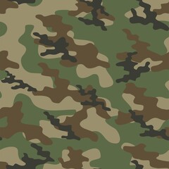 Fototapeta premium Camouflage seamless pattern texture. Abstract modern vector military camo backgound. Fabric textile print template. Vector illustration.