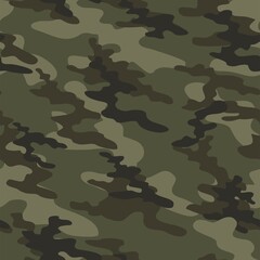 Fototapeta premium Camouflage seamless pattern.Military green design. Print on fabric on clothing. Vector