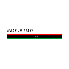 Made in Libya, badge or label with flag isolated