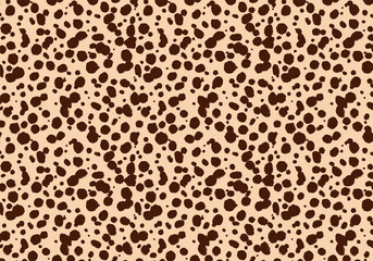 Vector cheetah skin pattern background. Abstract wild animal leopard spots, hand drawn natural brown texture for print design, cover, wallpaper