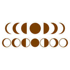Moon phases icon night space astronomy and nature moon phases sphere shadow. The whole cycle from new moon to full moon.