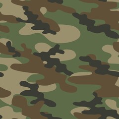 Fototapeta premium Texture army green camouflage seamless pattern. Military forest background. Ornament. Vector illustration.