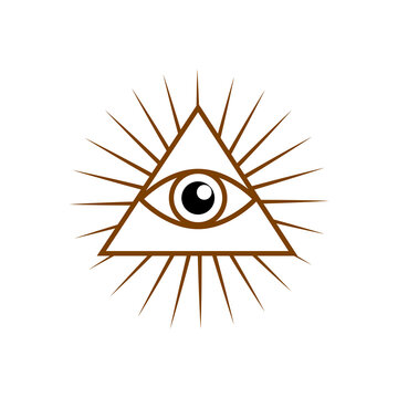 Evil eye pastel isolated. Magic, witchcraft, occult symbol. Hamsa eye, karma, magic eye, decorative element. Brown
