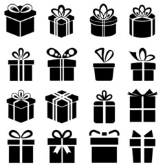 Gift icon vector set. present illustration sign collection. birthday symbol. sale logo.