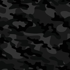 Naklejka premium dark Military camo seamless pattern. Forest background on textile. Stylish new design. Ornament. Vector