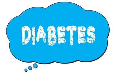 DIABETES text written on a blue thought bubble.