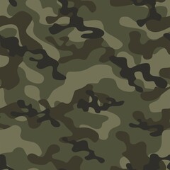 Fototapeta premium Camouflage seamless pattern texture. Abstract modern vector military camo backgound. Fabric textile print template. Vector illustration.