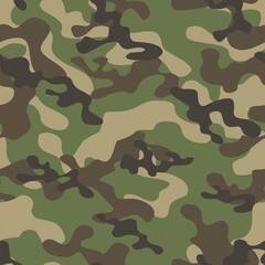 Green Camouflage military seamless vector pattern for clothing, fabric prints. modern.