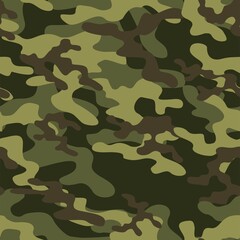Fototapeta premium Abstract military seamless green camouflage texture for print. Modern. Vector