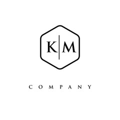 initial KM logo design vector