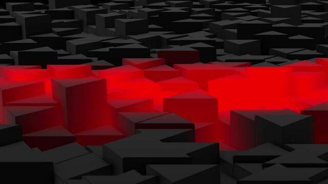 Landscape of Trihedral Pillars Dark with Red Cleft 02-1 - It may be connected seamlessly with "Landscape of Trihedral Pillars Dark with Red Cleft 02-2" in a widescreen video (2 Full HD in row).