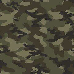 Fototapeta premium Abstract seamless military camo texture for print. Forest background. Vector