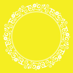 Decorative frame Elegant vector element for design in Eastern style, place for text. Floral yellow border. Lace illustration for invitations and greeting cards