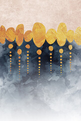 Abstraction of textured plaster with gold elements. Mural, mural, Wallpapers for interior printing
