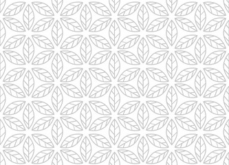 Flower geometric pattern. Seamless vector background. White and gray ornament. Ornament for fabric, wallpaper, packaging. Decorative print.