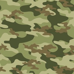 Fototapeta premium green Abstract camouflage seamless pattern for textiles. Army background. Modern design.