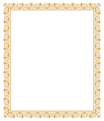 Decorative frame Elegant vector element for design in Eastern style, place for text. Floral golden border. Lace illustration for invitations and greeting cards.