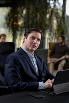 Businessman looking at camera