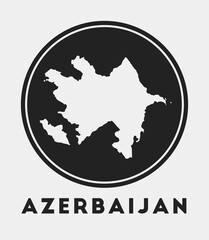 Obraz premium Azerbaijan icon. Round logo with country map and title. Stylish Azerbaijan badge with map. Vector illustration.
