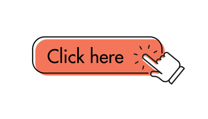 Click here button with hand pointer clicking