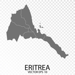 Transparent - High Detailed Grey Map of Eritrea. Vector Eps 10.