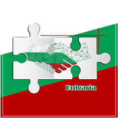 Handshake logo made from the flag of Bulgaria