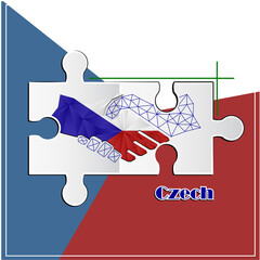Handshake logo made from the flag of Czech