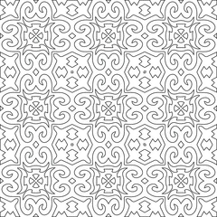 Geometric vector pattern with triangular elements. Seamless abstract ornament for wallpapers and backgrounds. Black and white colors.

