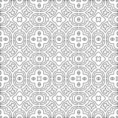 Geometric vector pattern with triangular elements. Seamless abstract ornament for wallpapers and backgrounds. Black and white colors.
