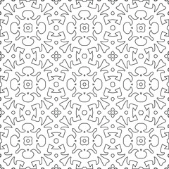 Geometric vector pattern with triangular elements. Seamless abstract ornament for wallpapers and backgrounds. Black and white colors.
