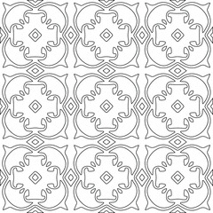 Geometric vector pattern with triangular elements. Seamless abstract ornament for wallpapers and backgrounds. Black and white colors.
