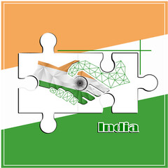 Handshake logo made from the flag of India