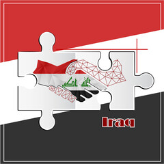 Handshake logo made from the flag of Iraq