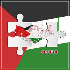 Handshake logo made from the flag of Jordan