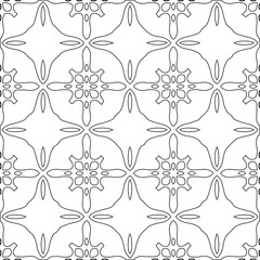 Geometric vector pattern with triangular elements. Seamless abstract ornament for wallpapers and backgrounds. Black and white colors.
