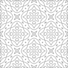 Geometric vector pattern with triangular elements. Seamless abstract ornament for wallpapers and backgrounds. Black and white colors.
