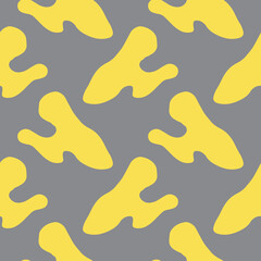 Colorful abstract seamless pattern with uneven round stains, spots, geometrical shapes, splashes background.