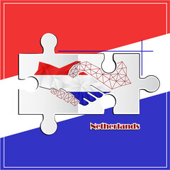 Handshake logo made from the flag of Netherlands