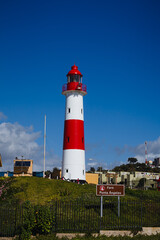 Fototapeta na wymiar Punta Angeles Lighthouse and a blue sky