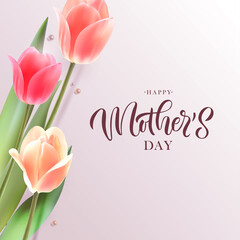 Happy Mother's Day handwritten lettering. Happy Mother's Day typography vector design for greeting cards and poster. Design template celebration. Vector illustration.