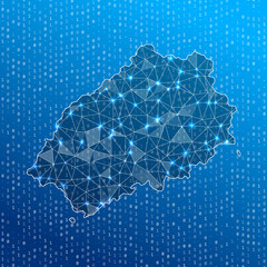 Network map of Saint Helena. Island digital connections map. Technology, internet, network, telecommunication concept. Vector illustration.