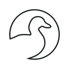 Duck graphic icon. Duck sign in the circle isolated white background. Logo bird. Vector illustration